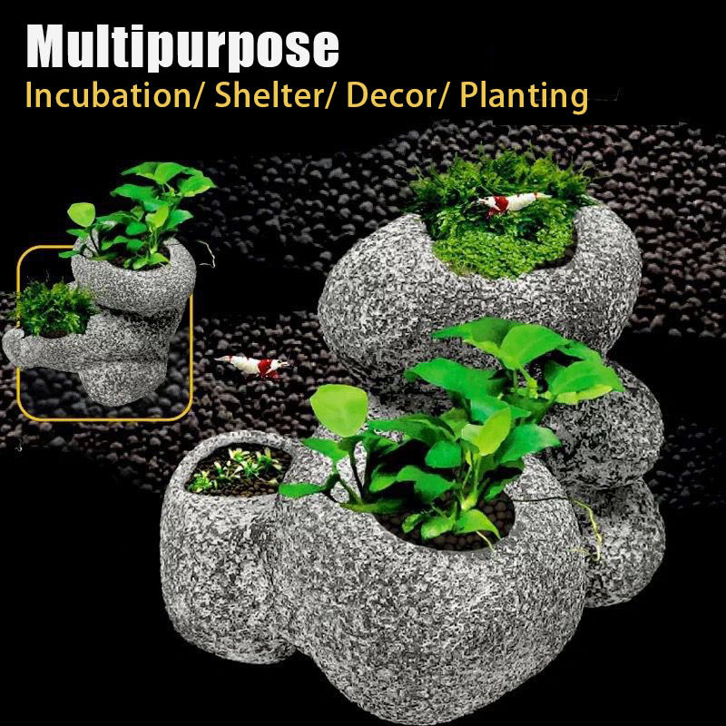 Plant Aquarium Pot - Pesce Gamberetti Incubazione Riparo Grotta Multiuso
